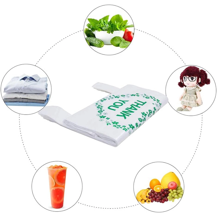 Disposable Wholesale Customized Take-out Supermarket Waterproof Shopping Food Packing Plastic T-Shirt Vest Roll up Bag for Shops