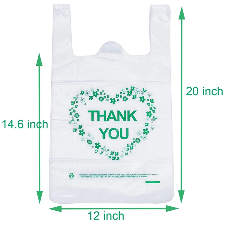 Disposable Wholesale Customized Take-out Supermarket Waterproof Shopping Food Packing Plastic T-Shirt Vest Roll up Bag for Shops