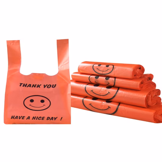 Disposable Wholesale Customized Take-out Supermarket Waterproof Shopping Food Packing Plastic T-Shirt Vest Roll up Bag for Shops